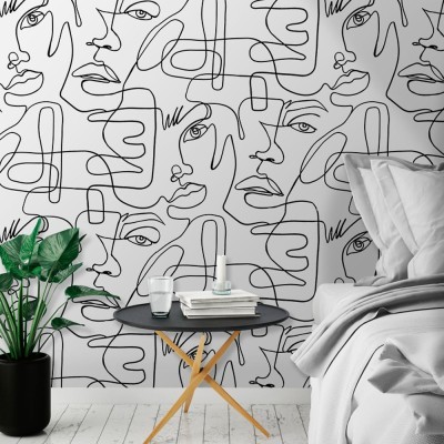 Houseart Minimal face\'s line, Line Art, Ταπετσαρίες Τοίχου, 100 x 69 εκ.